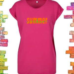 Vrolijk roze Plussize t-shirt "Summer Vibes"