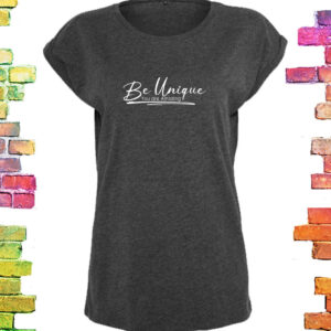 Perfect grijs Plussize t-shirt "Be Unique"