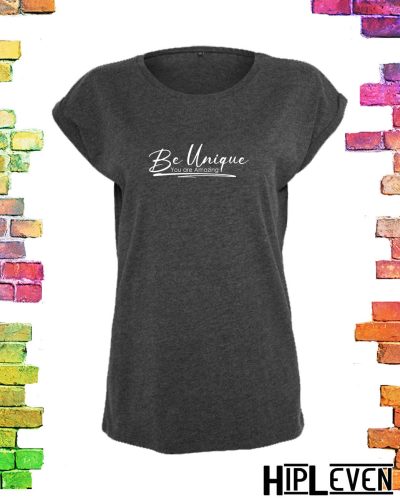 Perfect grijs Plussize t-shirt "Be Unique"