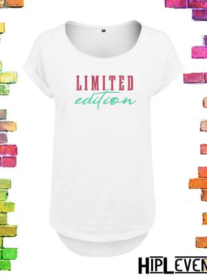 Fantastisch wit plussize dames t-shirt met lange rug met print "Limited Edition"