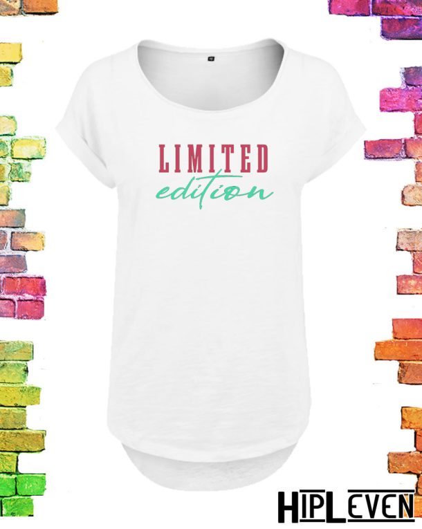 Fantastisch wit plussize dames t-shirt met lange rug met print "Limited Edition"