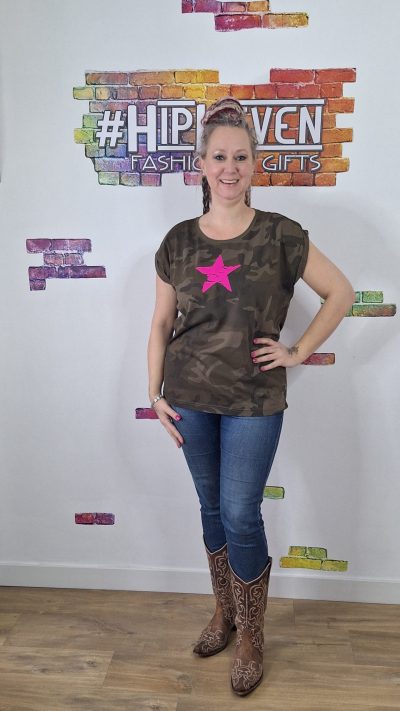 Camouflage print plussize dames t-shirt