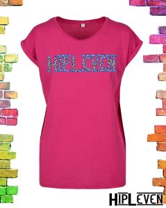 Stoer fuchsia roze Plussize t-shirt "HipLeven" | roze maat M/36 tm 5XL/54