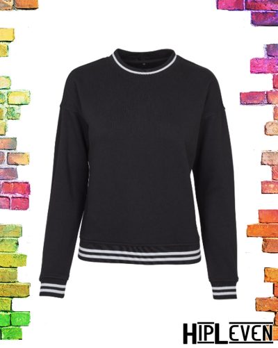 DAMES TRUI ZWART plussize trui crewneck zwart-wit