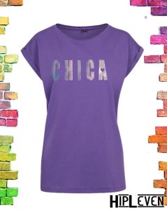 Geweldig paars Plussize t-shirt "CHICA" | paars maat M/36 tm 5XL/54