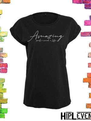 Plussize dames t-shirt zwart Amazing